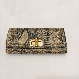 Snakeskin Clutch with Gold Accents